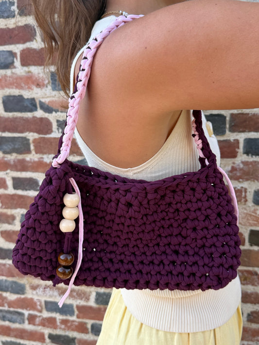 Beaded S Bag — plum