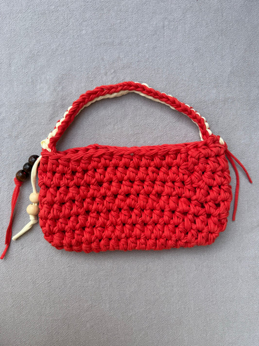 Sac S perlé — rouge
